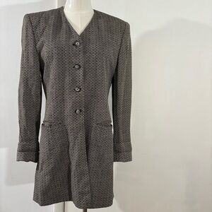 Vtg Jones New York Dress Coat Women’s Size 4 Brown Fleck Tweed Overcoat Made USA